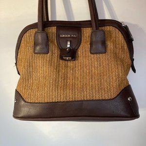 London Fog Leather and Rattan Bag